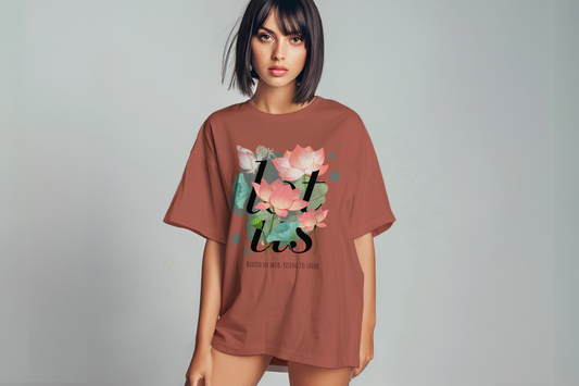 Lotus Print Oversized Tshirt