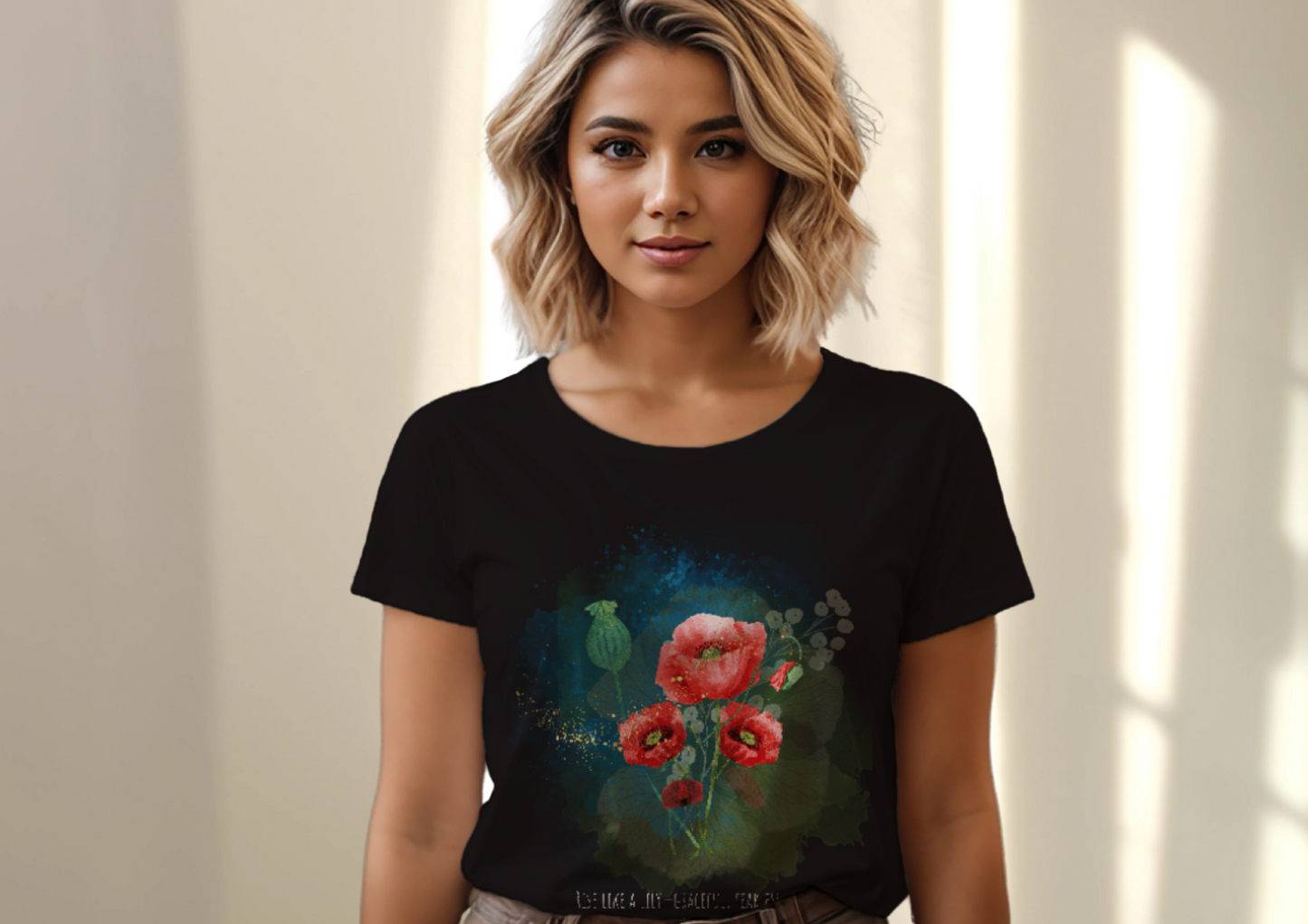 Printed Black Floral Tshirt